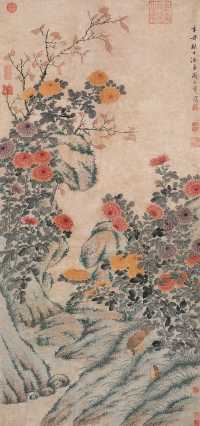 周之冕 1541年作 菊花鹌鹑 立轴